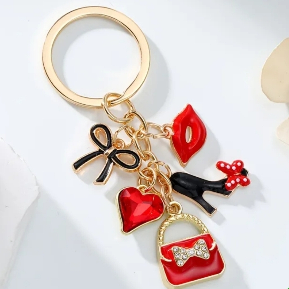 Purse, Lips, Heels, Heart & Bow Keychain